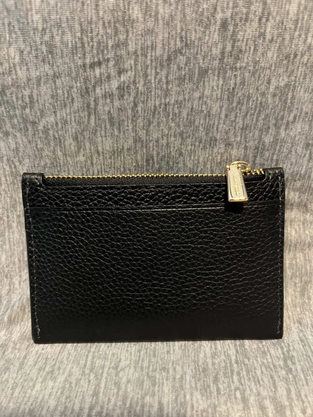 kate spade Black Leather Knot Zip Card Holder